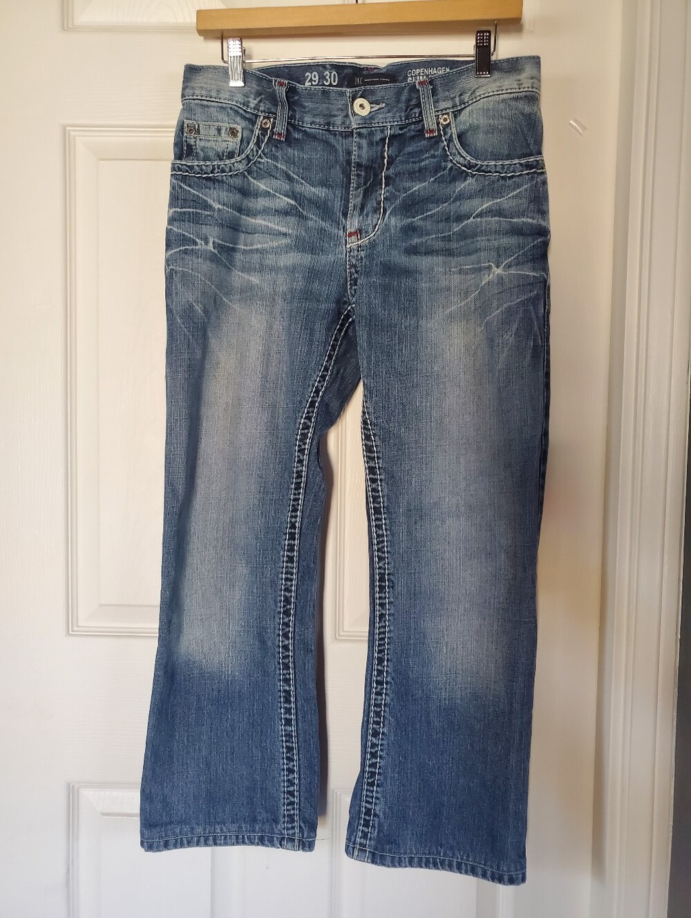 Copenhagen Bootcut Denim Blue Jeans‎ With White Stitching Western Cowboy Size 29